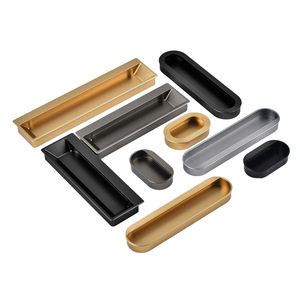 Embedded Handle Aluminum Alloy Recessed Cabinet Drawer Pulls Minimalist Design For Furniture - Product Image 5