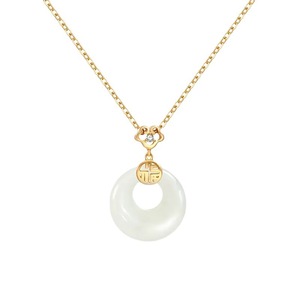 Jade Necklace For Women With Safety Buckle Geometric Pendant Gift Collarbone Chain Minimalist Design - Product Image 5