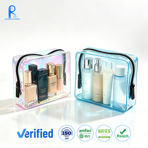 กระเป๋าใส่เครื่องสำอางพีวีซีใสพิมพ์โลโก้ได้  กระเป๋าซิปกันน้ำสำหรับใส่เครื่องสำอาง  กระเป๋าเครื่องสำอางแบรนด์ความงาม  กระเป๋าแต่งหน้าโฮโลแกรม - Product Image 1