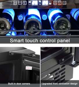 Mini Refrigeradores de Vino Personalizados Josoo OEM, Enfriador Inteligente con Diseño Único, Vinoteca Eléctrica de <span class=keywords><strong>2</strong></span> Zonas con Puerta de Acero Inoxidable para 90 Botellas - Product Image 6