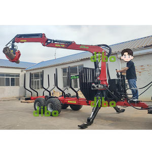 Grue forestière hydraulique DIBO CE TUV approuvée, portée 7m, montée sur remorque à grumes de 10 à 14 tonnes, pour une durabilité accrue en milieu agricole. - Product Image 3