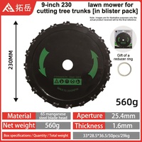 Lame de tondeuse à gazon Tuoyue 65 en acier au manganèse, tête de 9 pouces (230 mm) pour couper les troncs d'arbres, lame noire pour désherbage