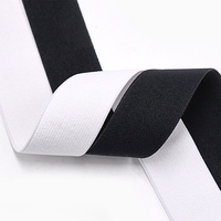 Vente en gros de bandes élastiques tricotées personnalisées 10mm-70mm polyester noir blanc pour vêtements chaussures caoutchouc enduit 5cm de largeur 50 Yards de quantité minimale de commande