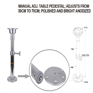 Aluminum Boat <b>Table</b> <b>Leg</b> 500-700Mm <b>Adjustable</b> Height With Base Plate For Marine Use - Product Image 2