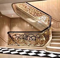 Escalier en fer forgé d'usine, balustrade en cuivre et aluminium pour hôtel, main courante sculptée en métal pour villa