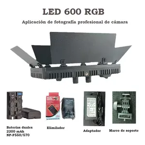 Luce LED Professionale per Fotografia e Video con Doppia Batteria, RGB 600 LED Neri per Uso con Fotocamera - Product Image 6