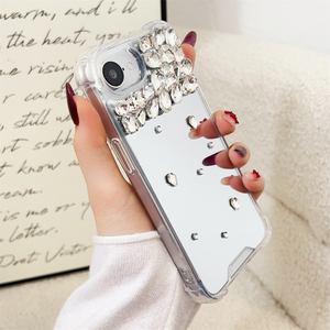 Elettroplaccatura specchio trucco Blingbling cristallo diamante copertura d'angolo antiurto per iPhone 16E per <span class=keywords><strong>Samsung</strong></span> S25EDGE telefono cellulare - Product Image 3