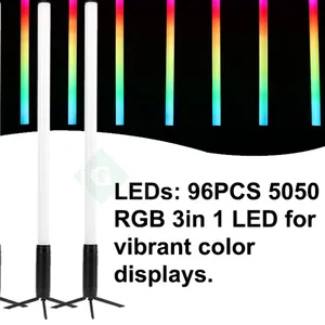 TOPFLASHSTAR Batterie Lumière LED sans fil avec ensemble de télécommande Batterie IP65 Sans fil 360 Degrés LED Tube Light