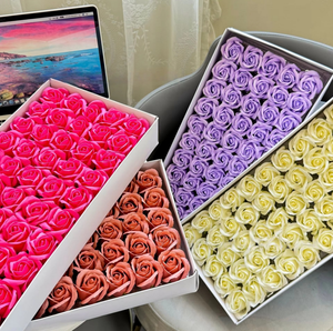 กล่องของขวัญดอกกุหลาบจำลองสามชั้นจากโรงงานหัวเอิน สำหรับงานรับปริญญา วันวาเลนไทน์ ตกแต่งดอกไม้สำหรับประกอบ - Product Image 3