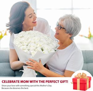 <b>White</b> Roses <b>Artificial</b> <b>Flowers</b> Bulk 36/52Pcs Fake Silk Roses <b>White</b> <b>Flowers</b> Bouquet for Mother's Day Valentine's Day Decor - Product Image 6