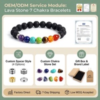 Bracelet extensible en pierre de lave noire naturelle, 7 chakras, 8 mm, diffuseur d'aromathérapie, yoga, méditation, bracelet à huiles essentielles, OEM
