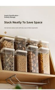 Clear PET Airtight <b>Storage</b> Containers Moisture Proof Stackable Plastic <b>Jars</b> <b>for</b> Cereal Grain Milk Powder Dry Food <b>Kitchen</b> - Product Image 6