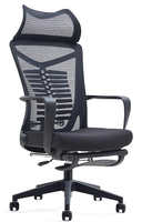 Chaise pivotante ergonomique en maille à dossier haut avec appui-tête réglable, support lombaire et repose-pieds rétractable pour bureau de direction ou poste de travail à domicile