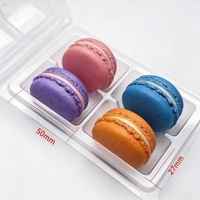Boîte à 4 compartiments pour macarons, petits gâteaux, conteneurs de rangement transparents en plastique, présentoirs d'emballage pour macarons, idéal pour les boulangeries
