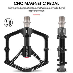 WEST BIKING 3 roulements en alliage d'aluminium magnétique pédale de vélo plate-forme élargie lisse Durable antidérapant route <span class=keywords><strong>VTT</strong></span> pédales - Product Image 3