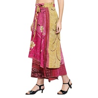 Vintage de polietileno Reversible seda abrigo alrededor de la falda tamaño libre de las mujeres Sarong