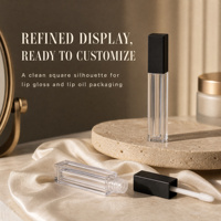 Tube carré personnalisé de 4,5 ml pour brillant à lèvres avec pinceau, contenant en plastique transparent pour huile à lèvres et rouge à lèvres liquide, emballage OEM sous marque privée