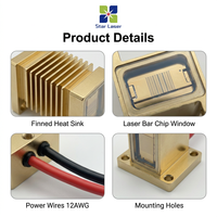 Module laser 808 nm haute puissance, barre de diode laser simple, dissipateur thermique à ailettes pour utilisation en pompage laser à fibre DPSS