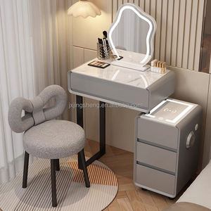 1 Buah Meja Rias Panel Kayu Modern dengan Ruang Penyimpanan Besar dan Lampu LED yang Dapat Diredupkan untuk Kamar Tidur dan Kamar Mandi - Product Image 3