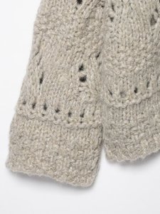 KAR & OT ZA 2025 Outono/Inverno Novo Doce Gola Solta Chunky Malha Oco-Out Manga Longa Malha Cardigan Camisola 6771133 - Product Image 5