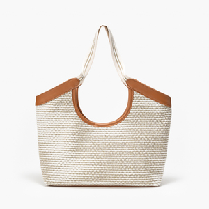 Woven <b>Straw</b> Tote <b>Bag</b> for Women Lightweight Shoulder Handbag Adjustable Strap Zipper Closure for Travel Daily Use - Product Image 5
