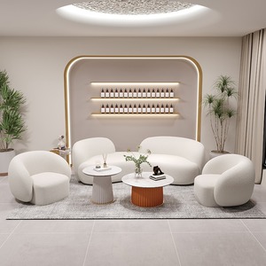 Canapé sectionnel créatif Arc Cream Design simple pour les petites familles pour la maison Salon Salon de beauté Studio Dress Hall - Product Image 1