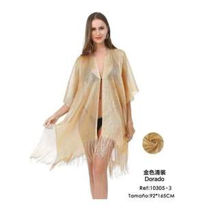 Chal Dorado con Flecos de 92x165cm, Ligero, para Mujer - Product Image 1
