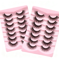 Vente en gros d'usine de bandes de cils 3D en soie naturelle, cils vaporeux, faux cils vegan, 8 paires de faux cils en vison, boîte de cils personnalisée