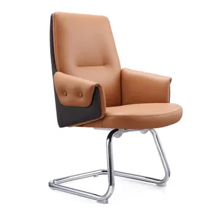 Cadeiras de escritório de couro de alta qualidade, cadeiras brancas e laranja giratórias para escritório