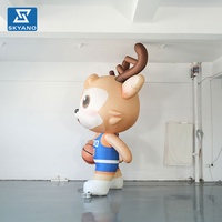 Mascotte de joueur de basket-ball gonflable publicitaire personnalisée, modèle de joueur de basket-ball gonflable géant de dessin animé, modèle de cerf pour les événements sportifs