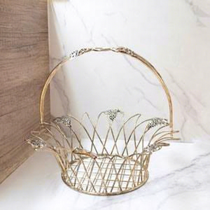 Panier de rangement rond en métal, style minimaliste fait main, couleur argent, organisateur de salon, à un seul niveau, soudé - Product Image 1