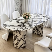 Table à manger en marbre Calacatta Viola de luxe UnionStone, personnalisable, durable, écologique, meubles en pierre naturelle pour villa