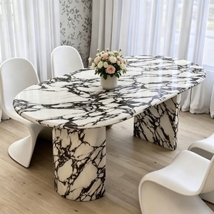 UnionStone Luxury Calacatta Viola Marble Dining <b>Table</b> Customizable Durable Eco-Friendly Natural <b>Stone</b> Home Furniture for Villa - Product Image 1