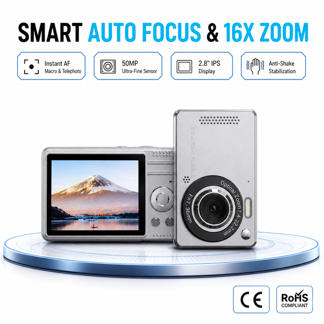 Factory OEM 2.8 Inch 4K Photograph Videos 16X Digital Zoom SLR 1080P Digital Camera  HD Compact Student Vlogging Camcorder