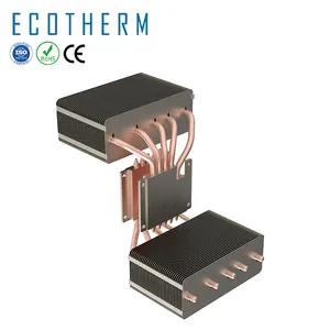 Ecotherm Custom Ronde 1200W Aluminium Gevouwen Vin Heatsink Koperen Pijp Gestapeld Of Rits Fin Triode Koellichamen