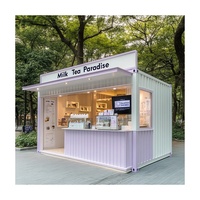 Kiosque de Vente Commercial Extérieur Violet et Blanc Style Conteneur Vieilli pour Café, Salon de Thé et Magasin de Célébrités Internet