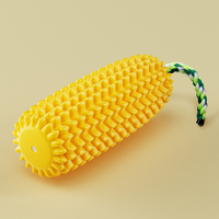 Jouet à mâcher pour chien en TPR personnalisable en gros, forme de maïs classique avec corde en coton, non toxique et durable pour les mâchoires agressives