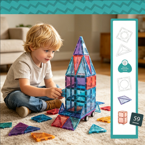 Eli Toys <span class=keywords><strong>Vente</strong></span> Flash 59 Pièces Blocs de Construction Magnétiques 7,5 CM Plaques en Plastique ABS Fenêtre Diamant Jouets Éducatifs Créatifs pour Enfants - Product Image 1