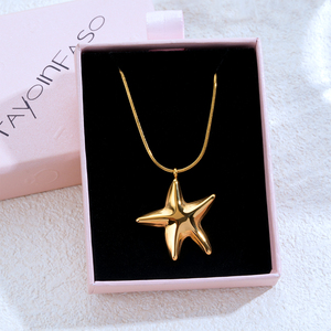 Collar con Colgante de Estrella Chapado en Oro 304 316, Cadena de Serpiente de Aleación, Joyería Unisex Informal para Uso Diario - Product Image 4