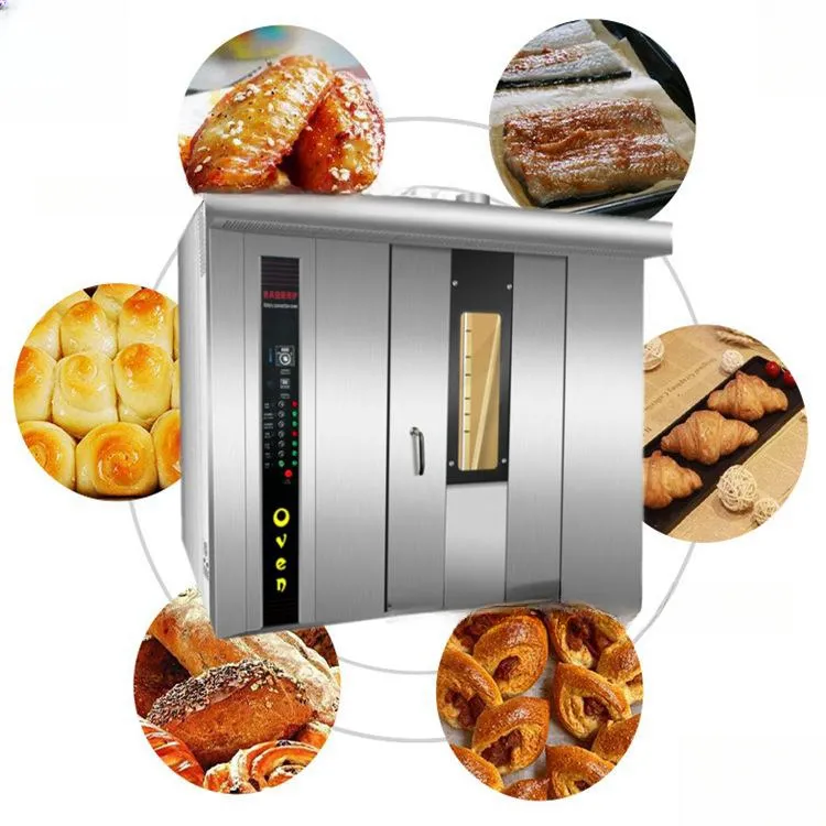 Forno rotativo 32 totalmente automático para padaria industrial bandeja de padaria para forno rotativo 201 aço inoxidável