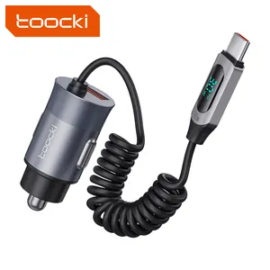 Toocki เครื่องชาร์จรถยนต์อินพุตแรงดันไฟฟ้ากว้างทำจากอะลูมิเนียมอัลลอย65W สีดำ