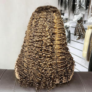 Perruque en cheveux humains bouclés birmans de 18 pouces en P4/30 Blond miel chaud Boucles naturelles rebondissantes Haute densité Qualité fine - Product Image 1