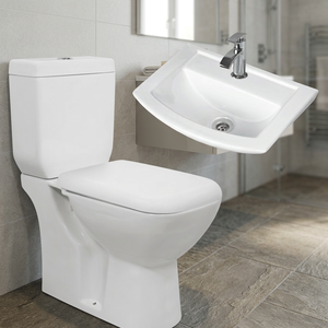 Juego de inodoro de cerámica sin montura de China, armario de agua de dos piezas con trampa S italiana y lavabo a un precio asequible - Product Image 6
