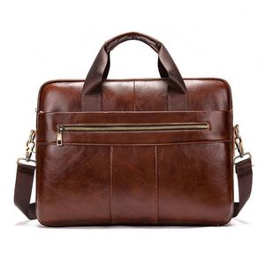 Sacs à main de luxe prêts à être expédiés, sacs messager vintage en cuir véritable marron foncé et noir, porte-documents pour homme - Product Image 2
