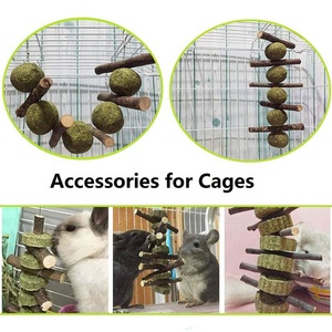 Small Animal <strong>Toy</strong>, <strong>Pet</strong> Snack <strong>Toy</strong> with Grass Cake, Apple Wood Chewing Sticks Natural Grass Ball <strong>Rabbit</strong> Hamster Guinea Pig - Product Image 4