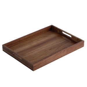 Plateau rectangulaire en bois d'acacia pour le thé, le café, usage hôtelier - Product Image 5