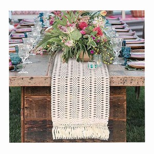Camino <span class=keywords><strong>de</strong></span> <span class=keywords><strong>mesa</strong></span> <span class=keywords><strong>de</strong></span> macramé Natural, encaje <span class=keywords><strong>de</strong></span> ganchillo <span class=keywords><strong>de</strong></span> algodón, bohemio, para boda, con borlas, gran oferta, 2021 - Product Image 2
