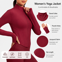 Veste de yoga à col montant et manches longues pour femme, haut de sport respirant pour la course, le Pilates et le fitness, taille XL