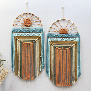 Tapiz de Pared de Macramé con Diseño de Amanecer y Atardecer, Estilo Boho, Ecológico, Lavable, Decoración de Playa para Dormitorio, Sala de Meditación, Estudio, Retiro - Product Image 2