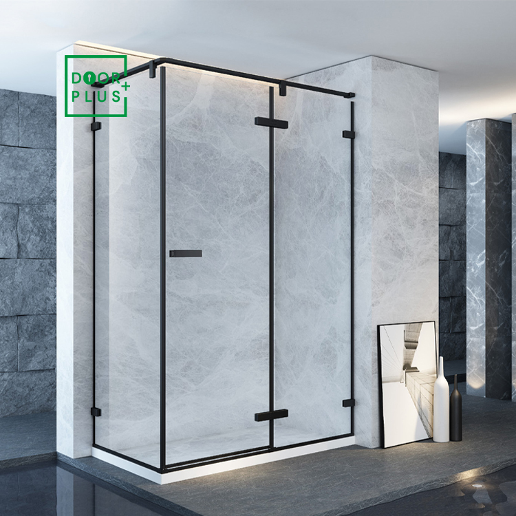 Современные матовые черные душевые кабины и аксессуары Doorplus для ванной комнаты, скользящие петли из закаленного стекла для душевой кабины